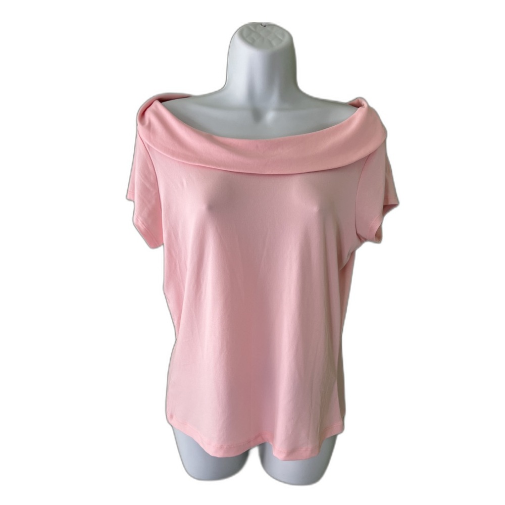 Merona Light Pink Boat Neck Short Sleeve Top Lightweight Medium